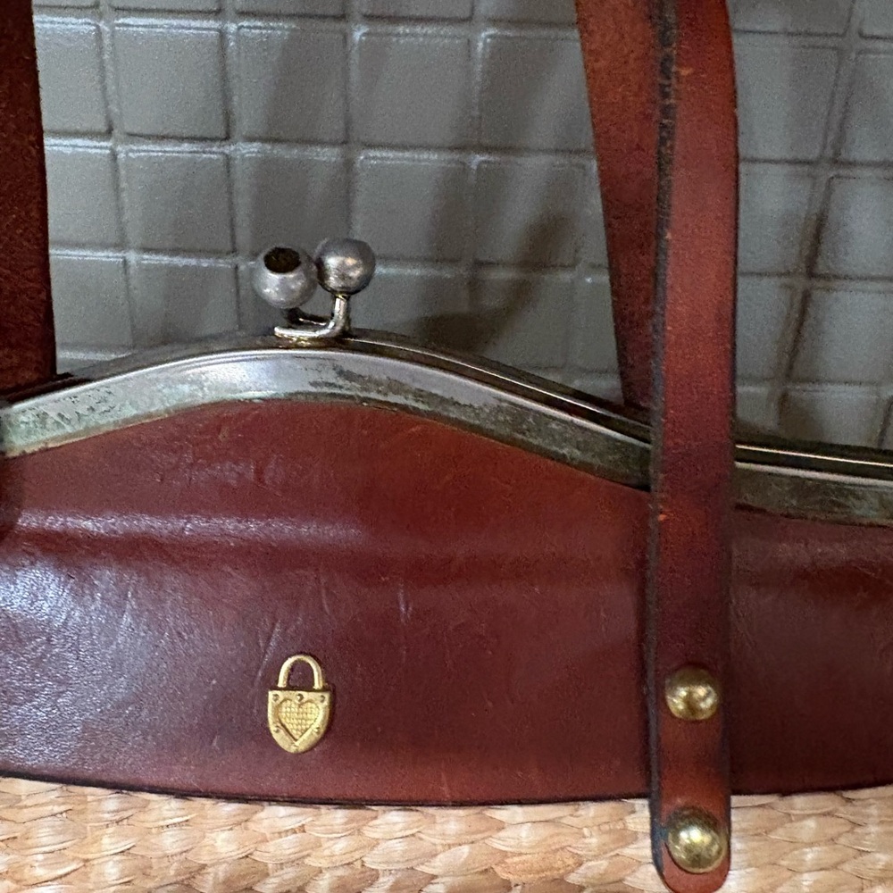 Vintage John Romain Brown Leather and Woven straw Mini Bag
